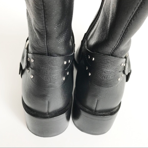 Harley-Davidson Black Leather Studded Moto Boots - Picture 8 of 14